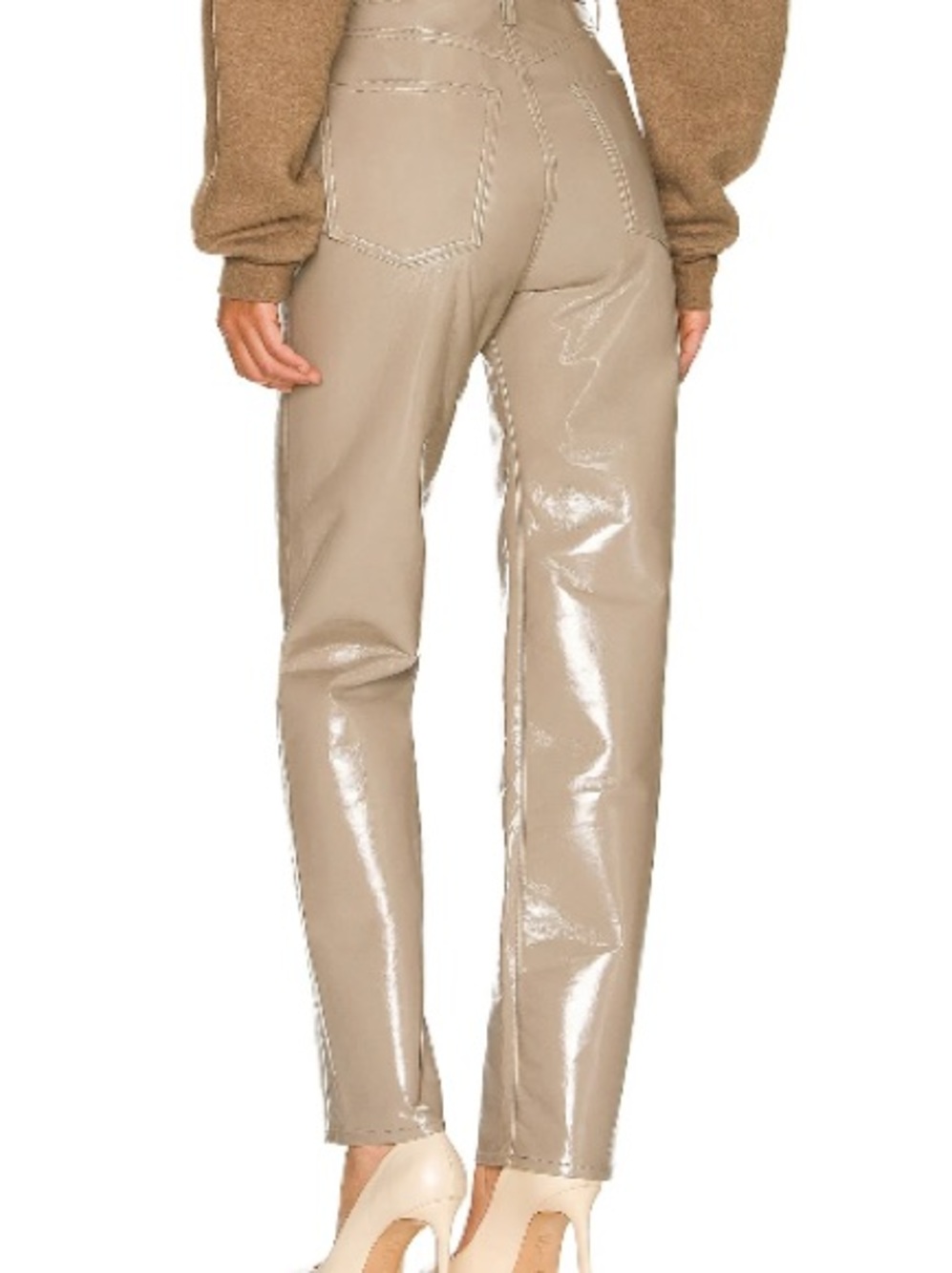 Agolde Leather Jeans in Taupe Gray - Picture 4 of 4